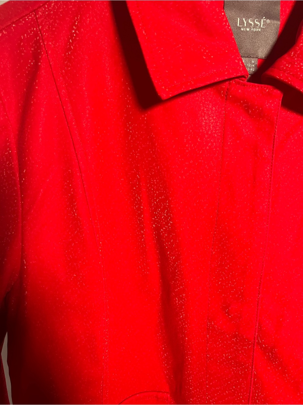 NWT Lysse Red Women’s Vegan Suede Jacket with Foil Shine